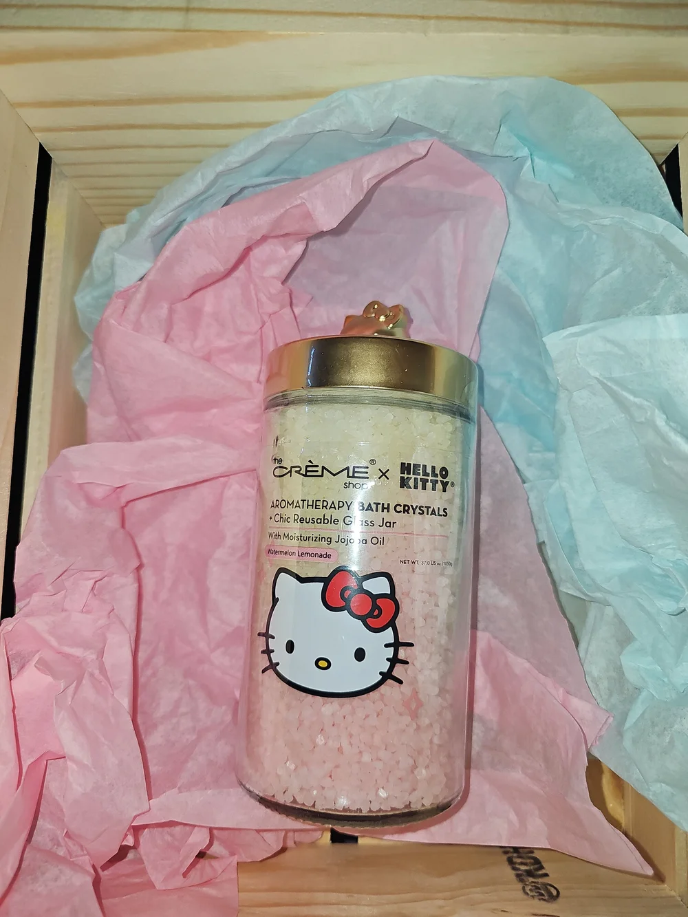 Hello Kitty Pink Bath Crystals with Gold Lid